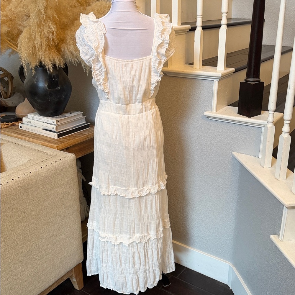 Betsey Johnson Snow White Ruffled Sleeveless Tiered Midi Dress Size Large - Picture 6 of 8